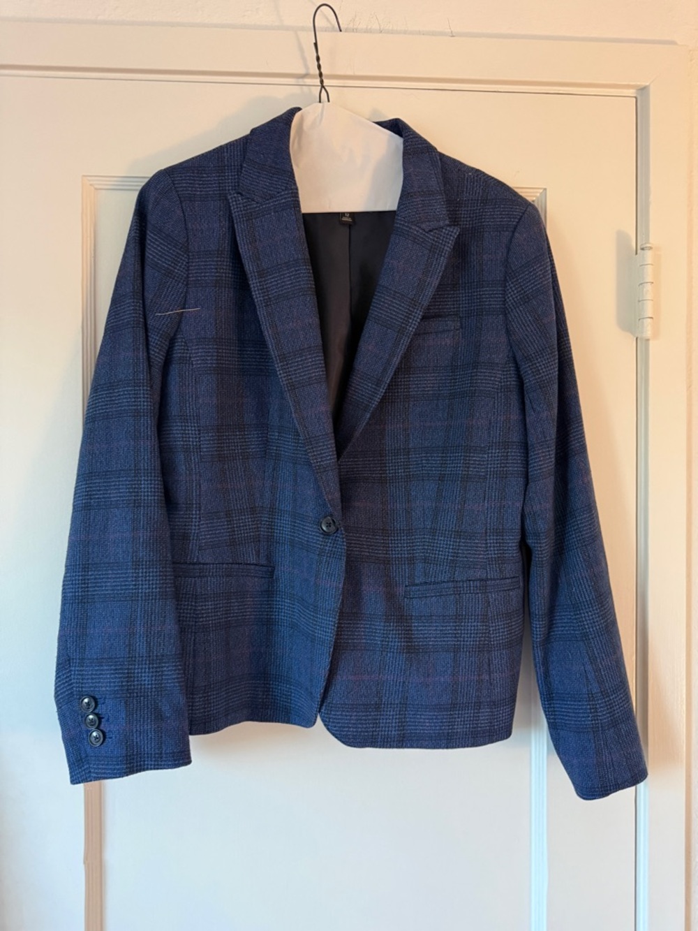 Banana Republic Navy Plaid Classic Blazer